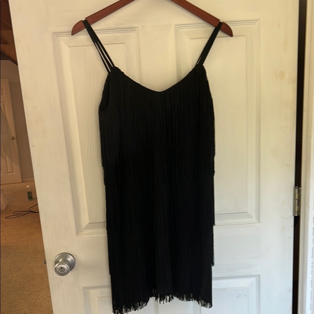 Zara Black Slip Mini Dress with Spaghetti Straps for Night Out